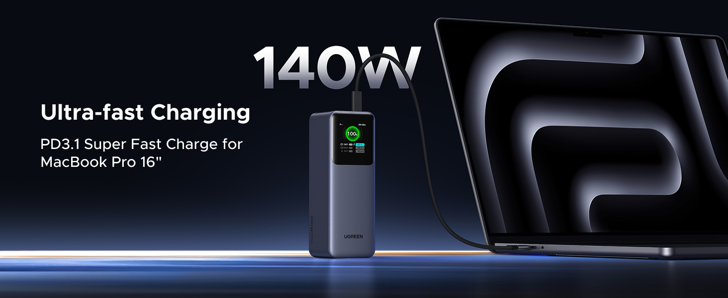 PD 3.1 140W Fast Charging 90Wh 3-Port Battery Pack for macbook pro