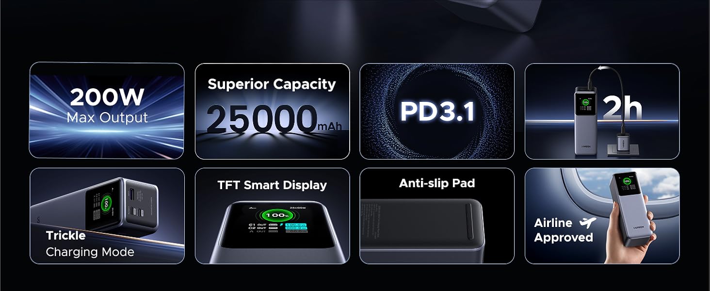 200w power bank 25000mAh Laptop Portable Charger PD 3.1