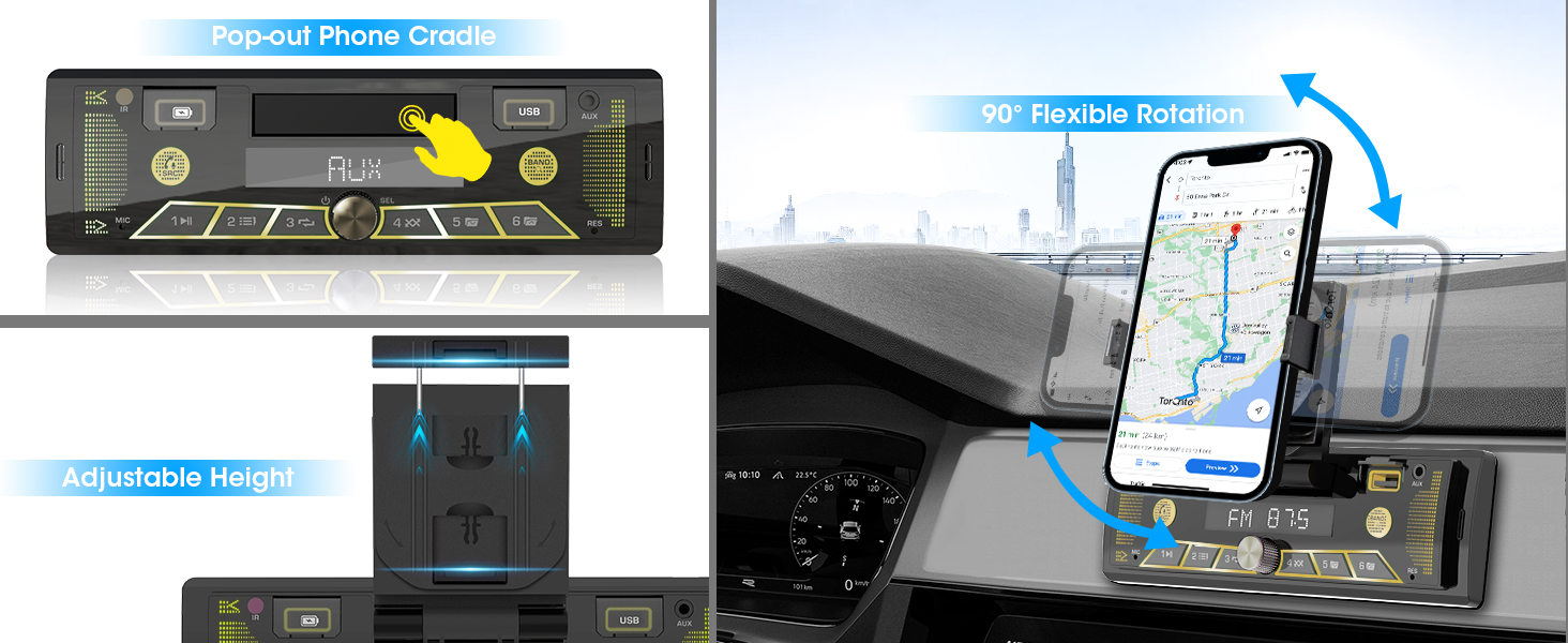 single din bluetooth radio