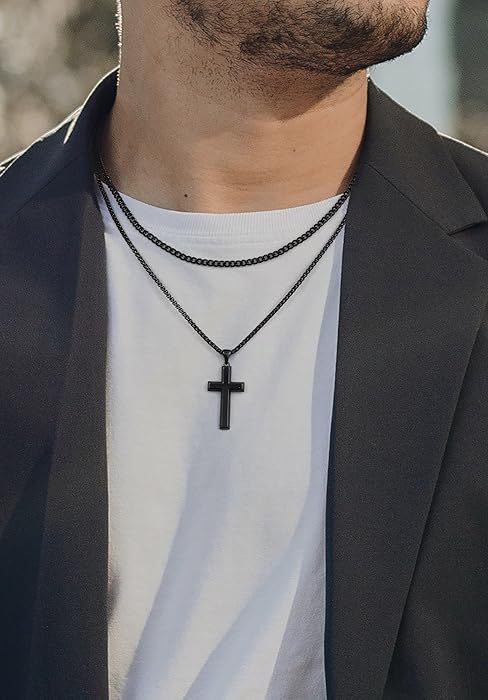 black cross chain for men black cross necklace for men black chain for men cross necklace for men