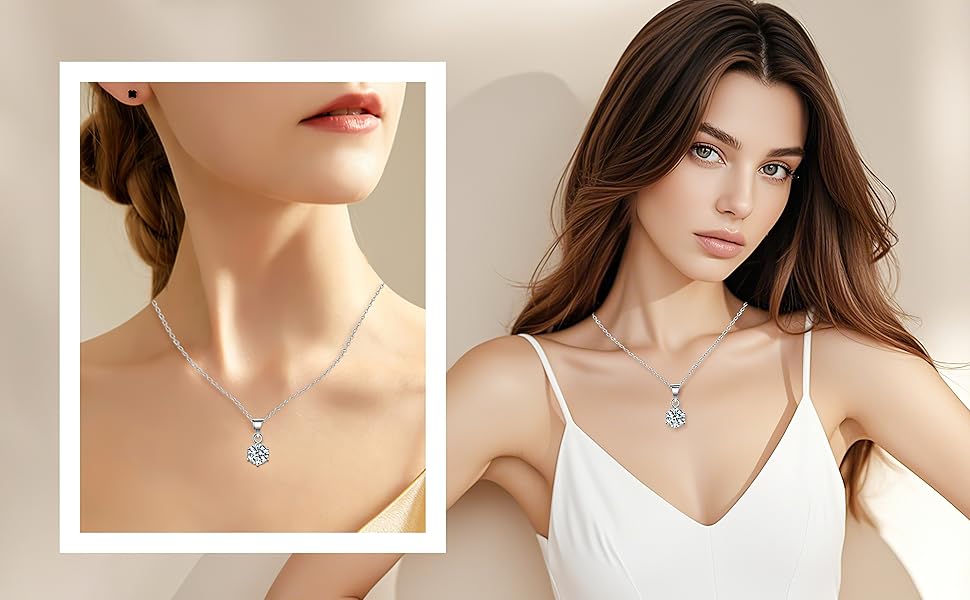925 Sterling Silver Moissanite Pendant for Her