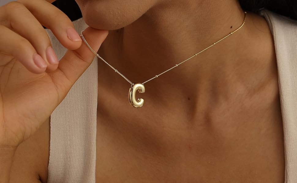bubble necklace letter gold