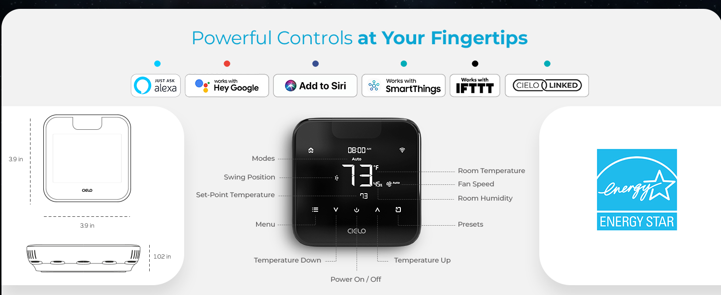 Breez Max is compatible with all smart home hubs and offers on-device controls