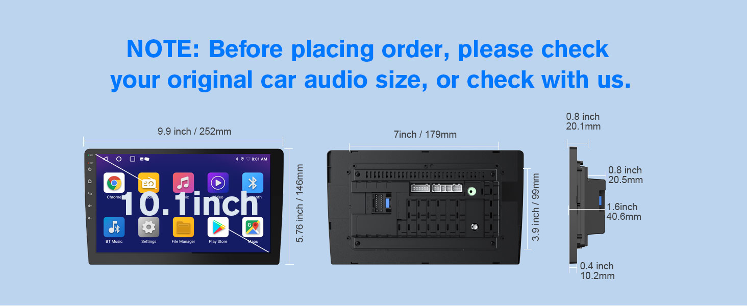 10" wireless double din car stereo