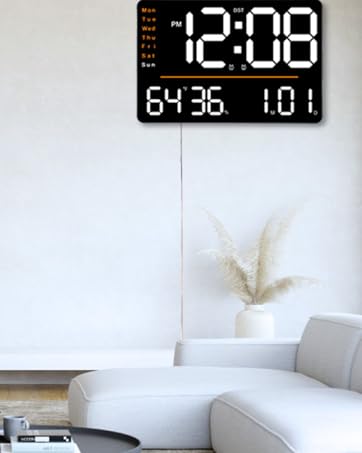 Digital Wall Clock,15.6 in LED Wall Clocks Large Display