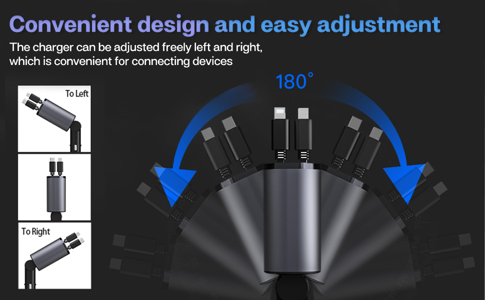 Retractable Car Charger with 100W