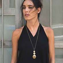 Disc Pendant Long Chain Necklace 