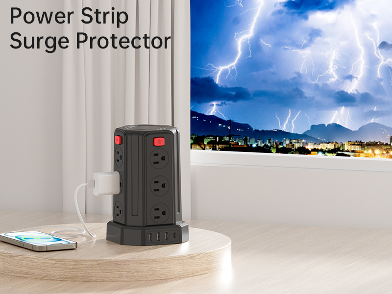 Power Strip Surge Protector, 16.4 Ft Extension Cord with 12 AC Multiple Outlets 4 USB (1 USB C)