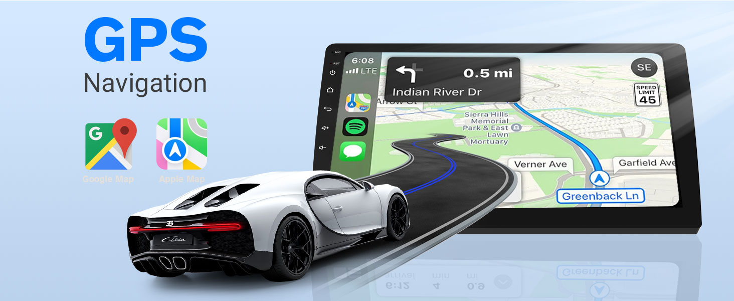 10" wireless double din car stereo