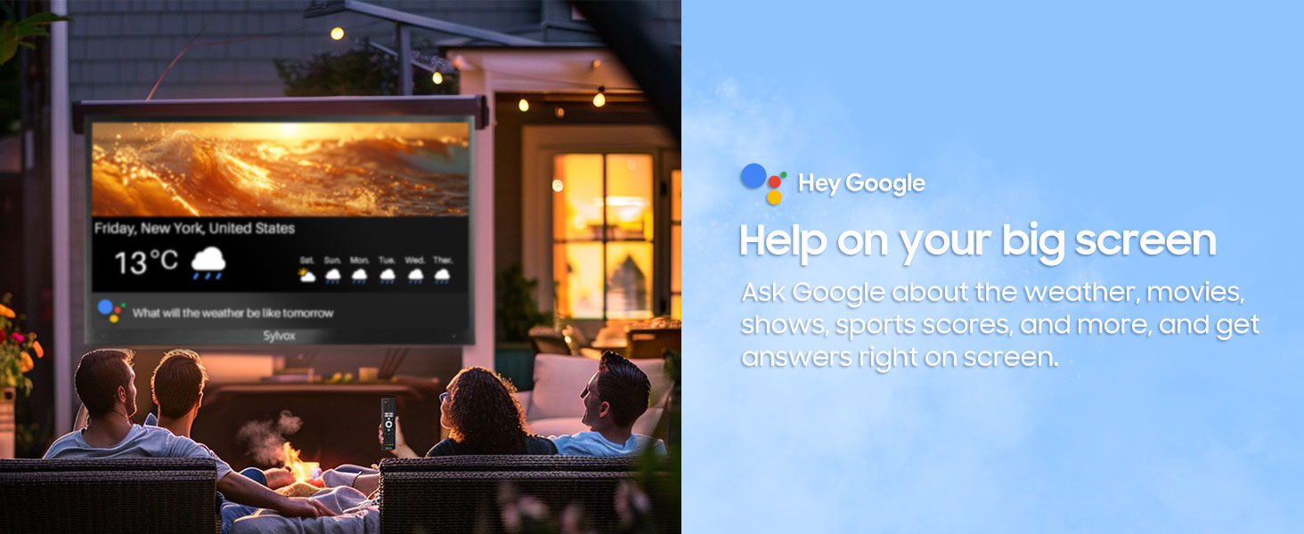 weatherproof TV with voice control Google Assistant smart home online chat Chromecast