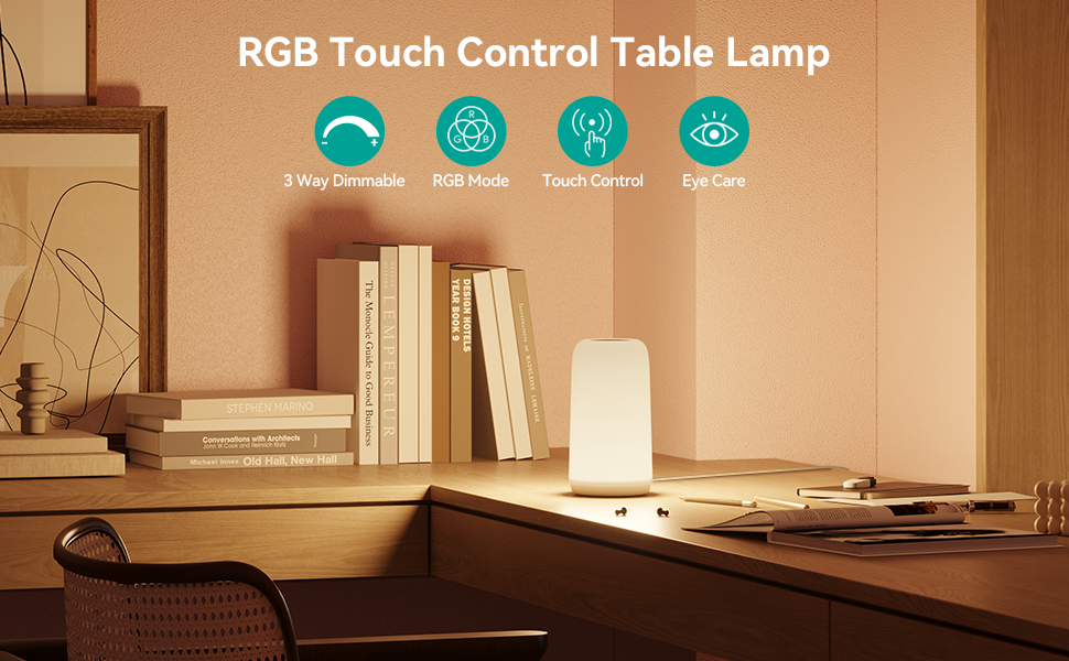 RGB TOUCH CONTROL TABLE LAMP WITH POWER CORD