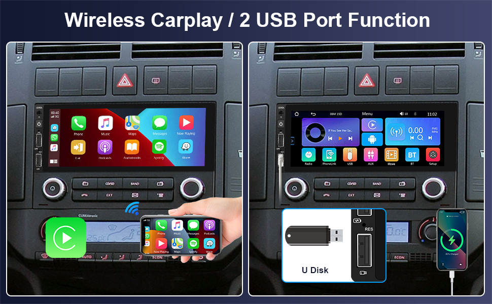 single din wireless apple carplay