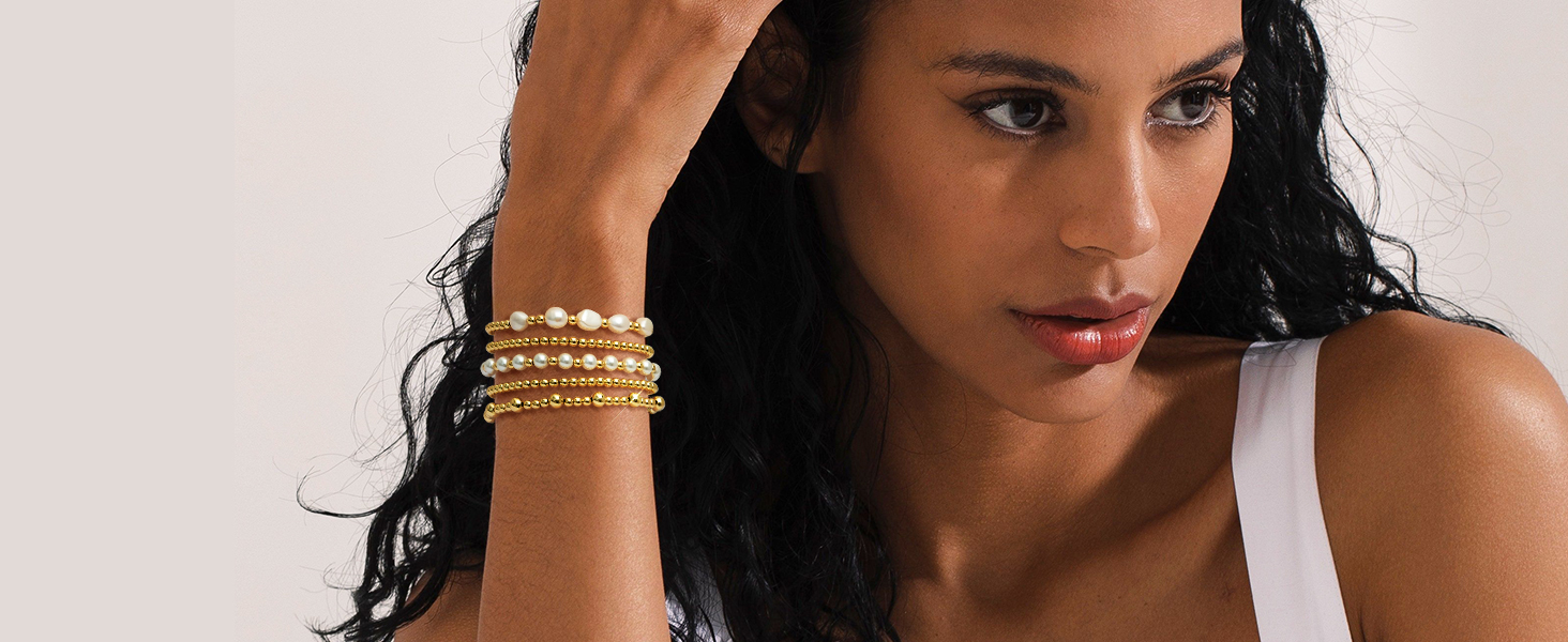gold beaded bracelet