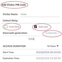 Flexible access code setting