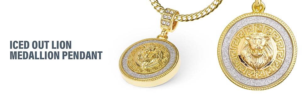 Iced Out Lion Medallion Pendant