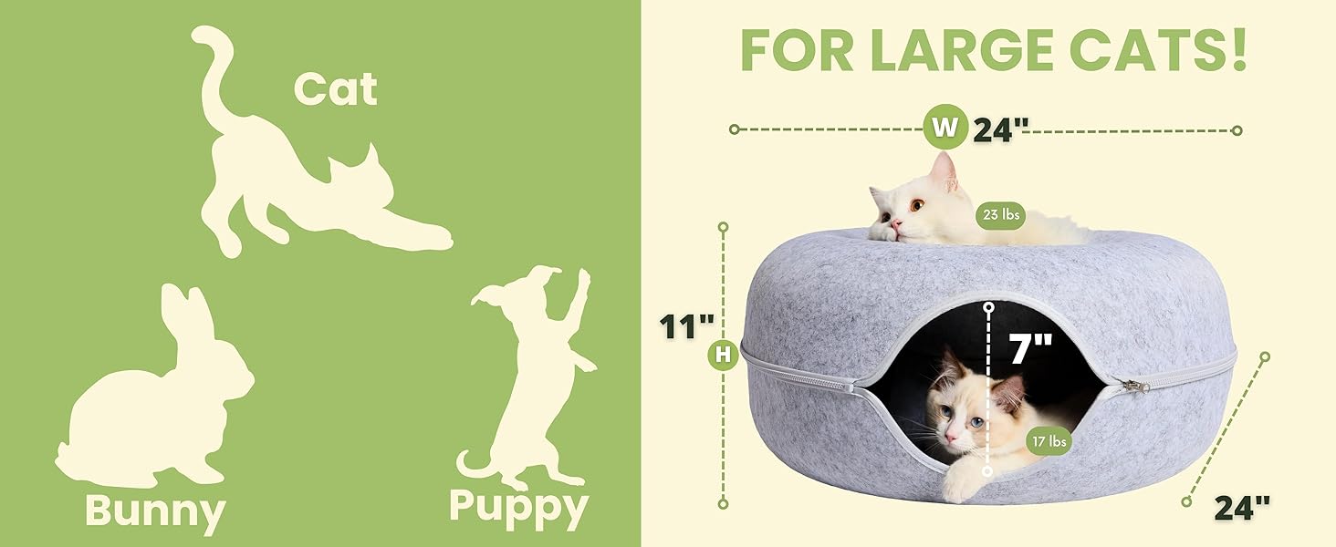 Large cats Peekaboo Cat Cave, Large donut tunnel