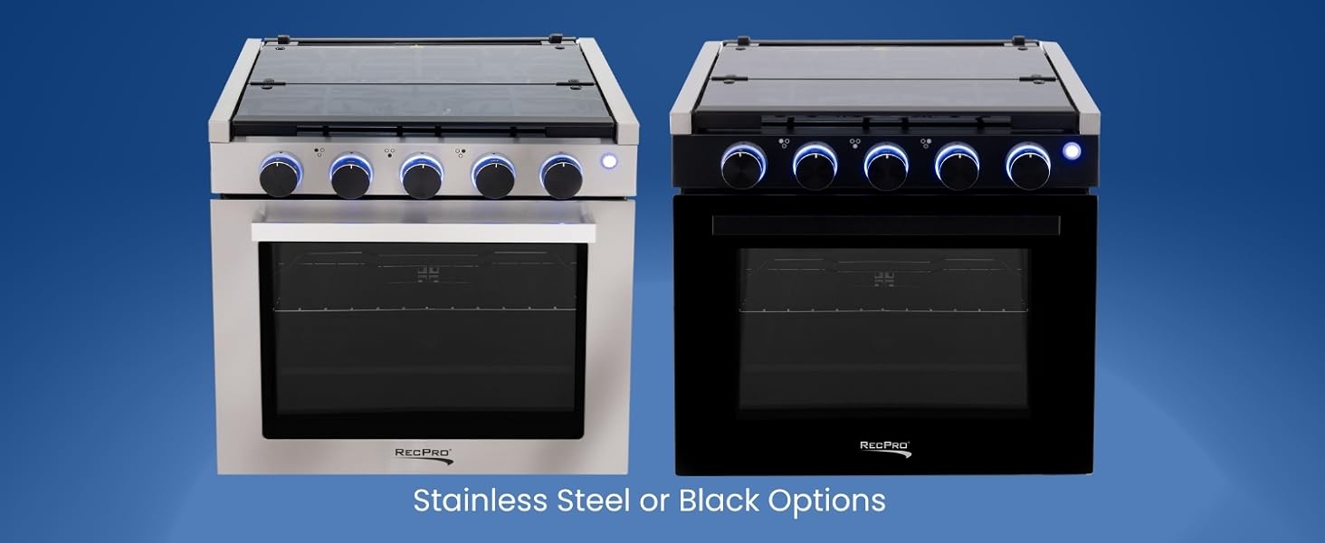 Stainless steel or black color options. 