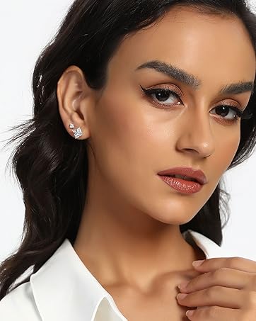 Princess cut Cubic Zirconia Earrings Hypoallergenic CZ Earrings for Women Men