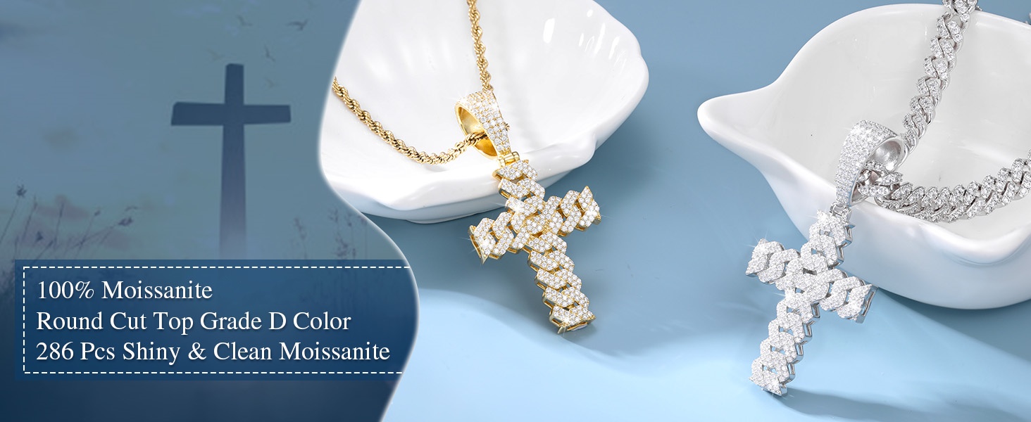 moissanite cross pendant