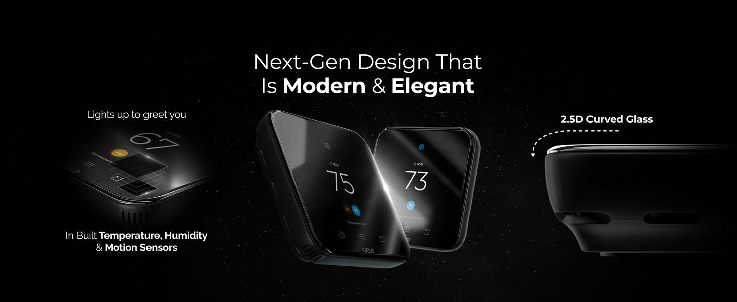 revolutionary smart thermostat design by Cielo with 2.5d curved glass
