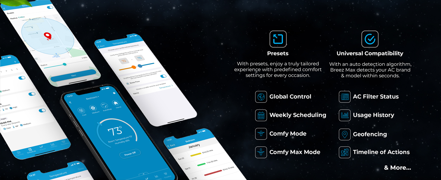 Multiple smart features with Cielo Breez Max smart AC controller