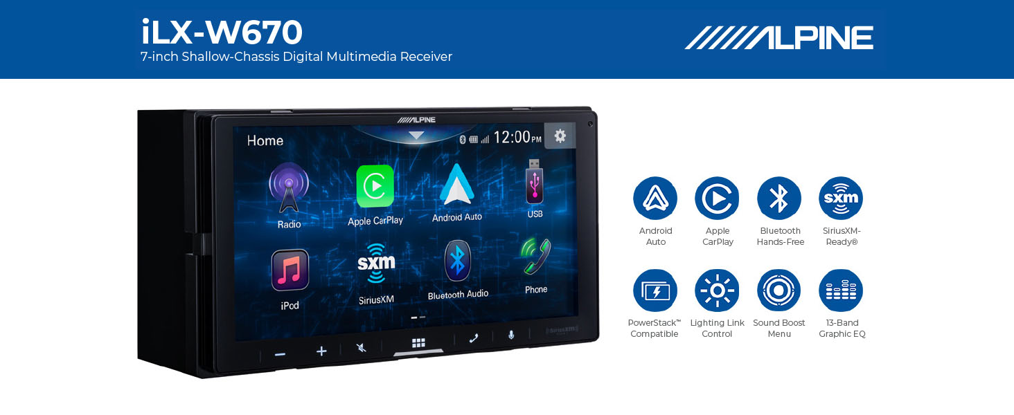 iLX-W670 7-inch Shallow-Chassis Digital Multimedia Receiver with PowerStack