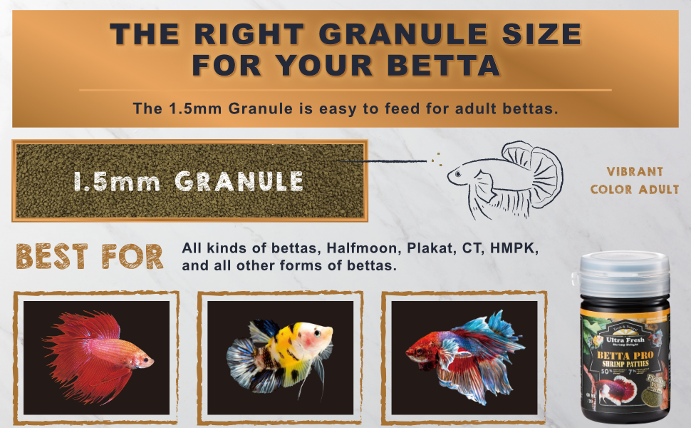 Ultra Fresh betta fish food organic shrimp pellets flakes granules beta