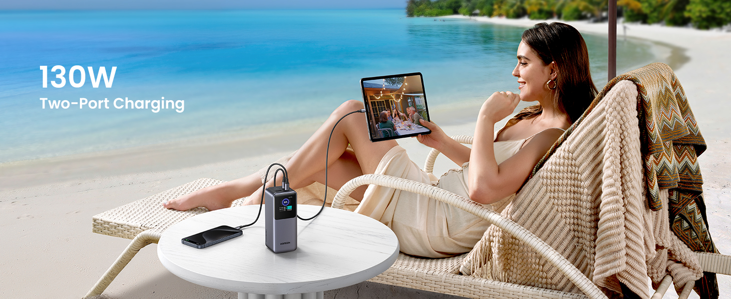 3-port usb c portable charger for mobile phone and tablet