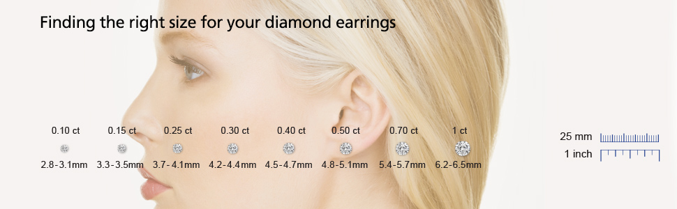 diamond earrings size chart