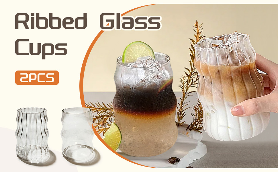 ribbed glass cups