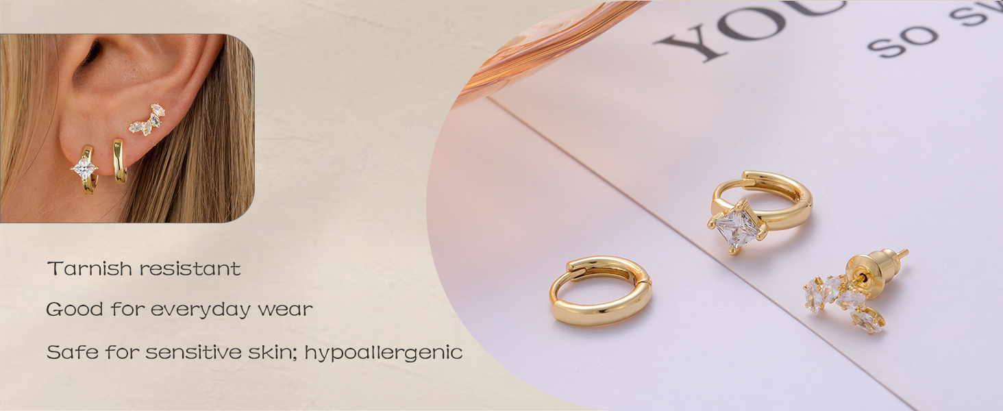 small gold earrings set