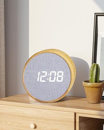 wooden digital alarm clock