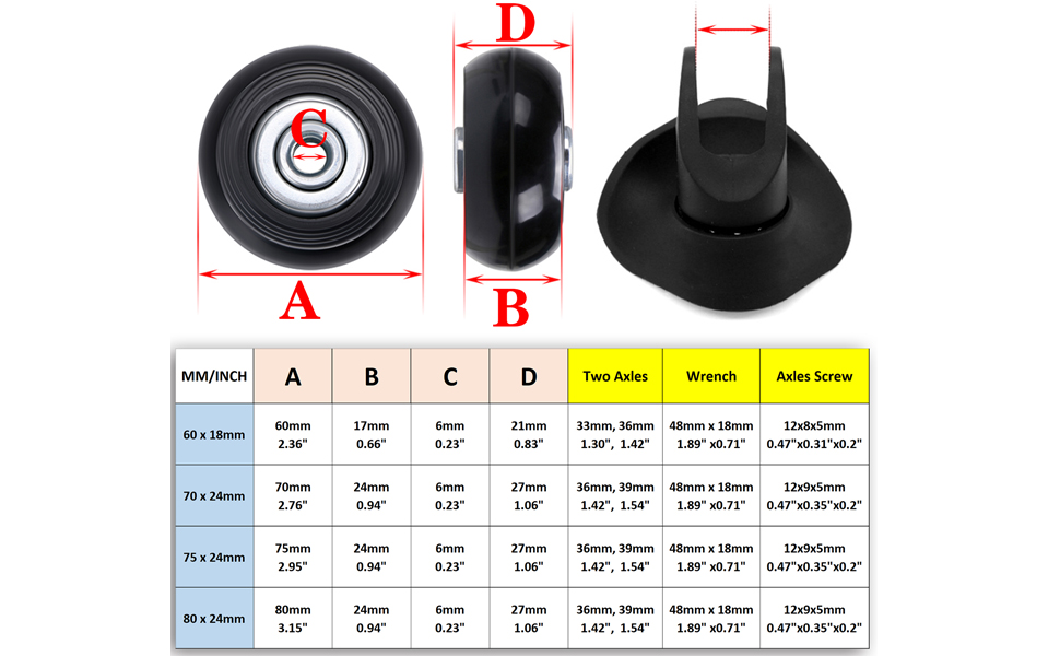 Suitcase Luggage Replacement Wheels