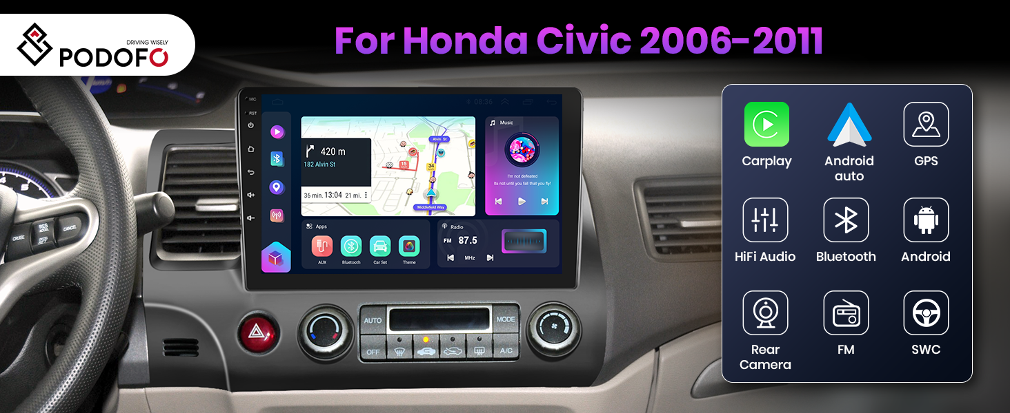 for honda civic 2006 wireless apple carplay radio