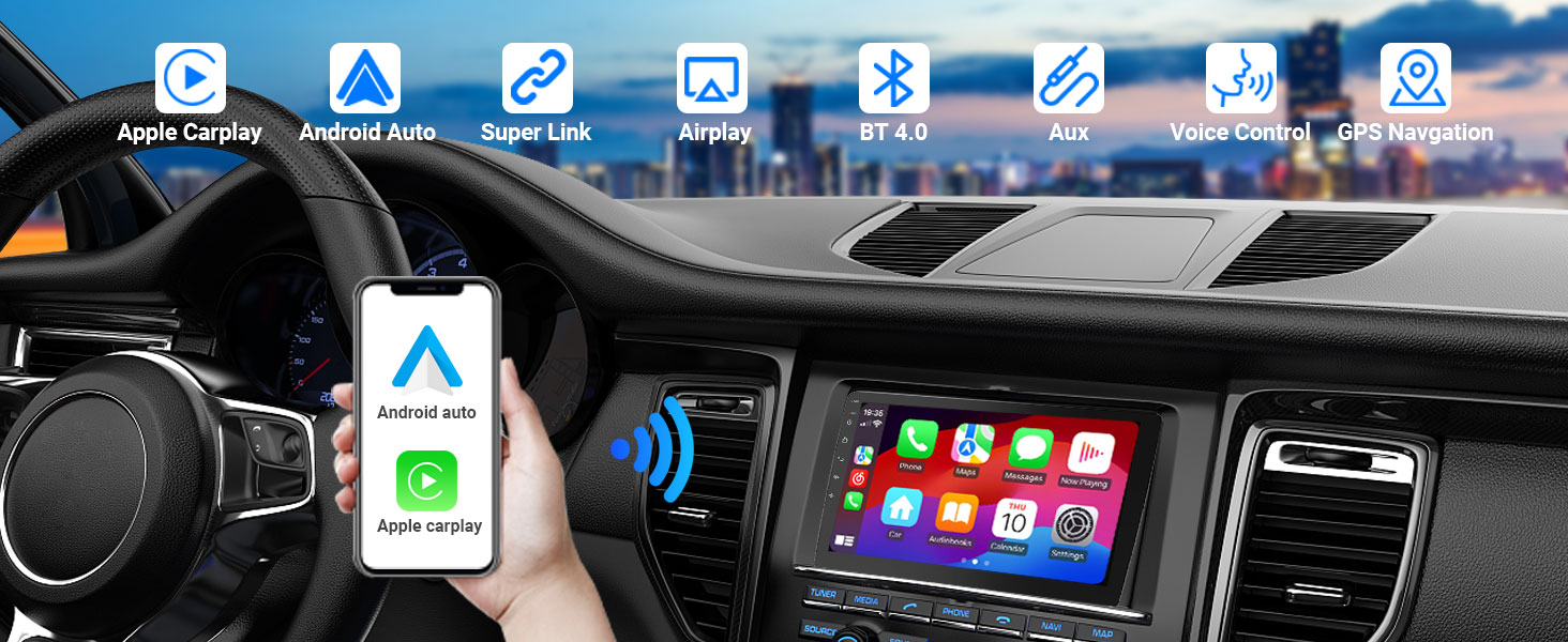 10" wireless double din car stereo