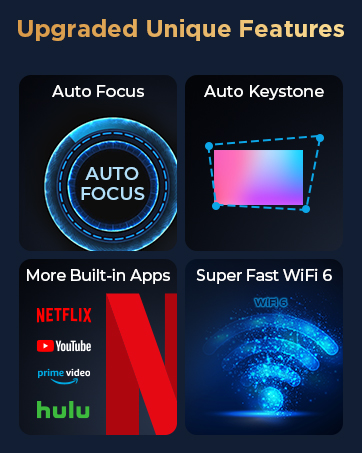 auto focus projector with wifi and bluetooth