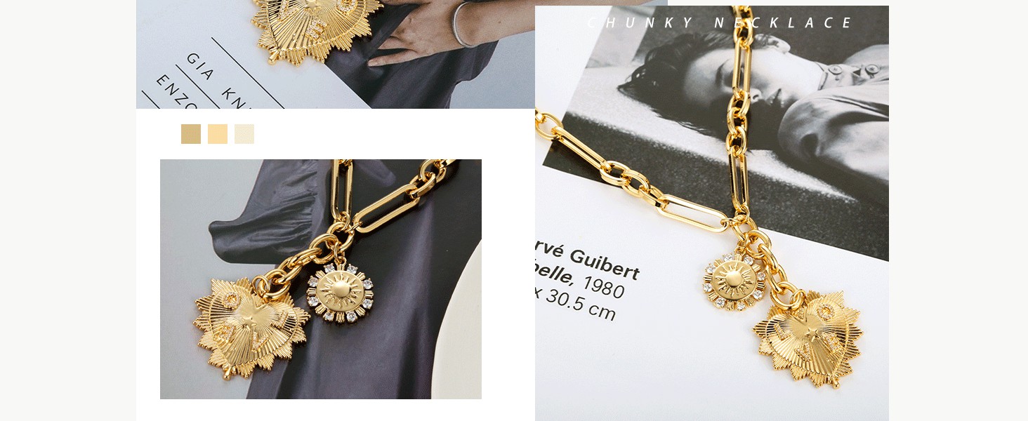gold heart necklace chunky necklace gold chunky necklace