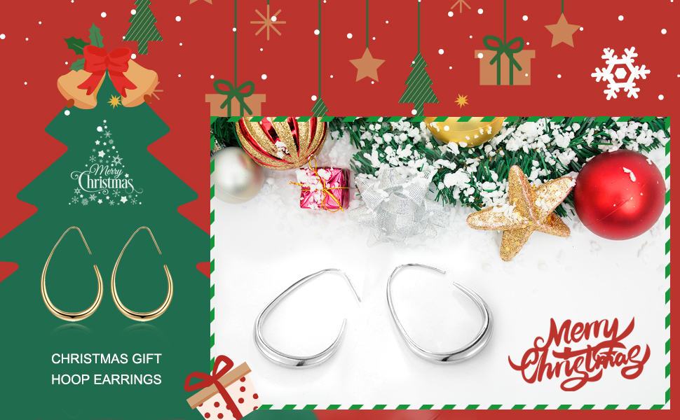 Christmas oval hoop earrings