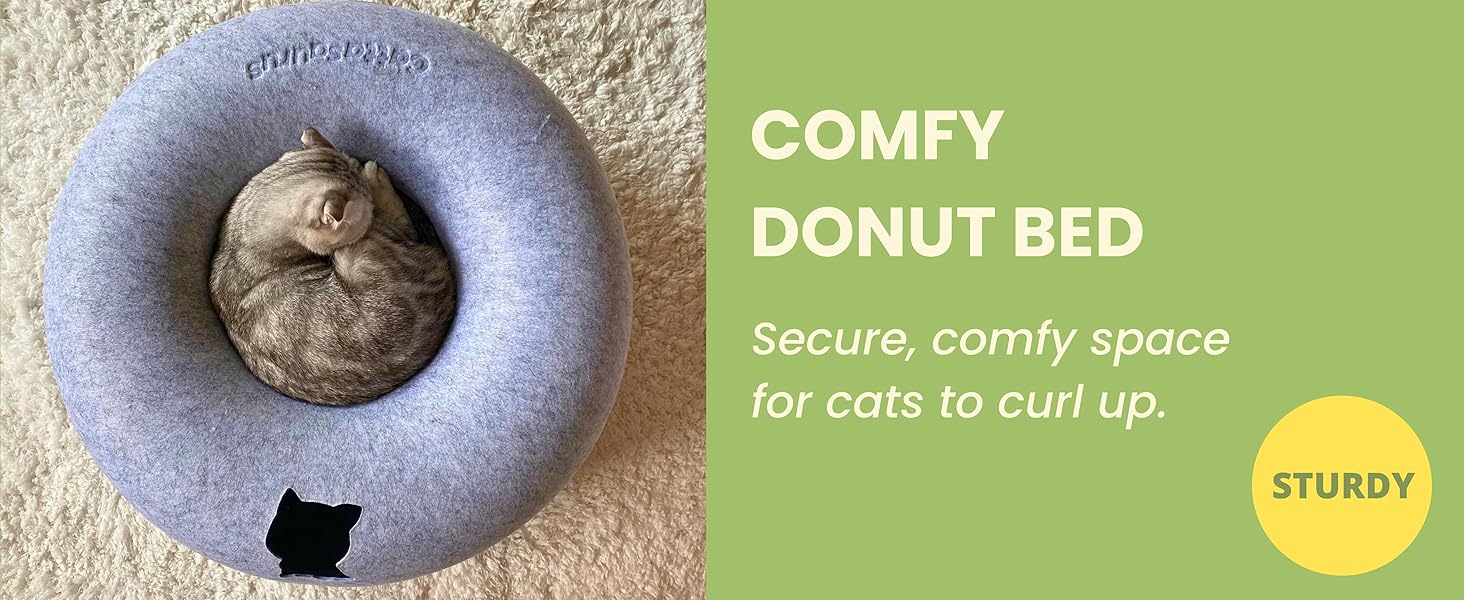 Comfy Donut Bed Top Up from Cattasaurus Peekaboo Cat cave, cat tunnel bed