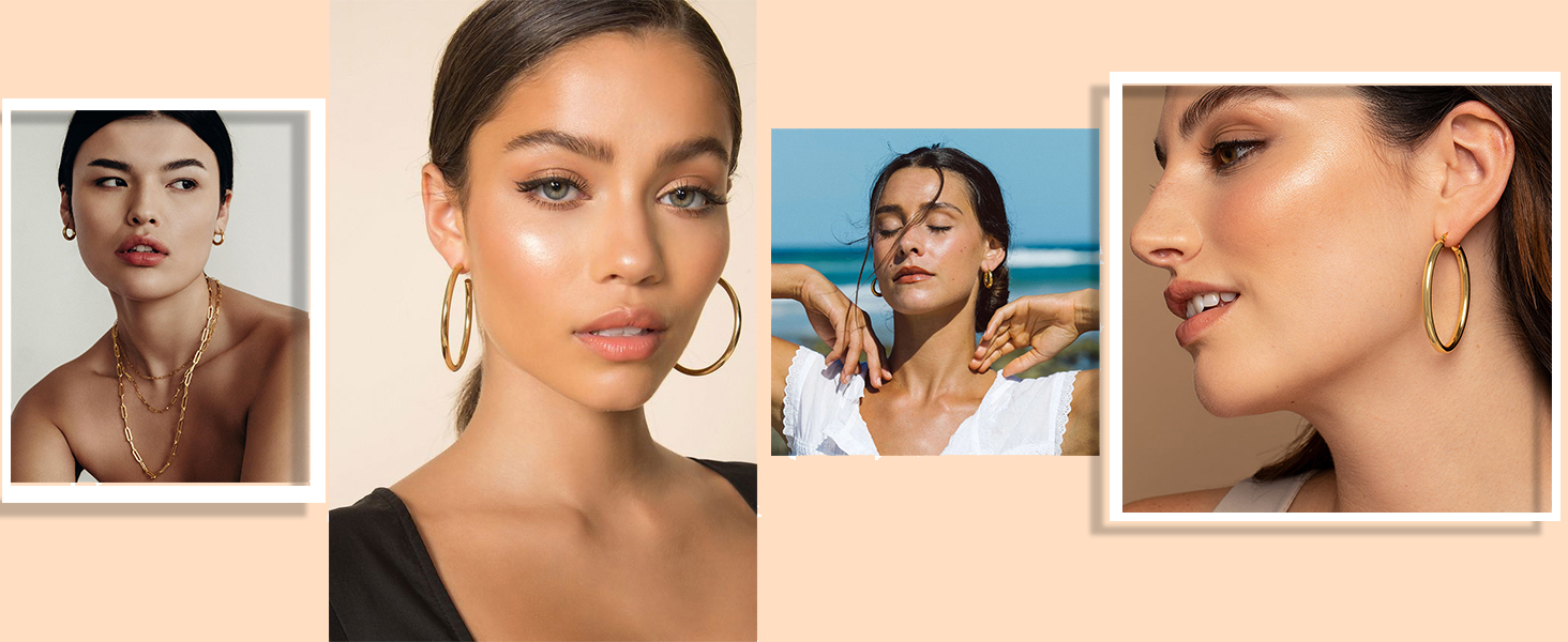 sterling silver hoop earrings chunky gold hoop earrings large hoop earrings for women