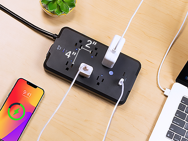 Geeni SW009 Surge Protector Widely Spaced Power Strip