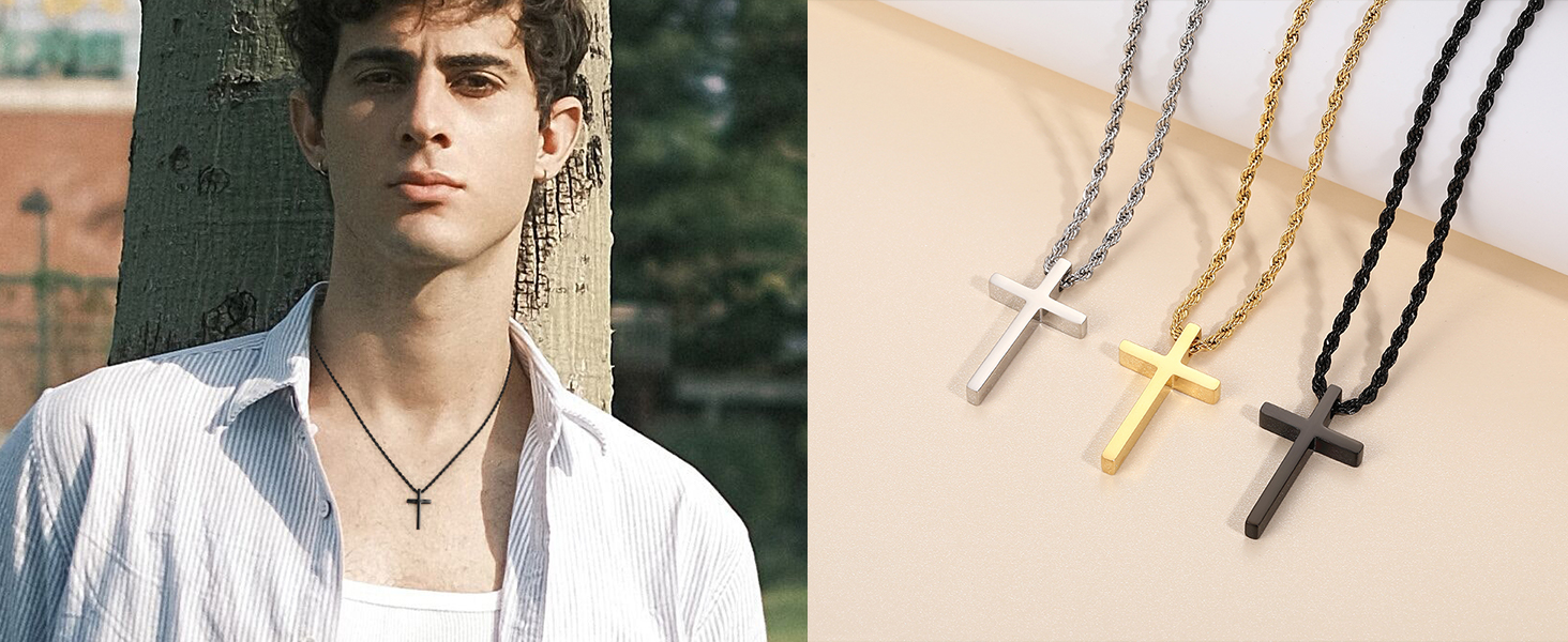 black cross chain for men black cross necklace for men black chain for men cross necklace for men
