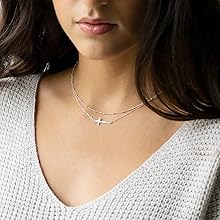 Satellite&Sideways Cross Silver Necklace