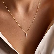 Cubic Zirconia Cross Gold Necklace