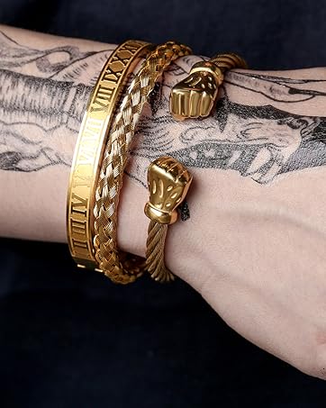 stainless steel bracelets set gold bangles set gold cuff bracelets fist bracelets