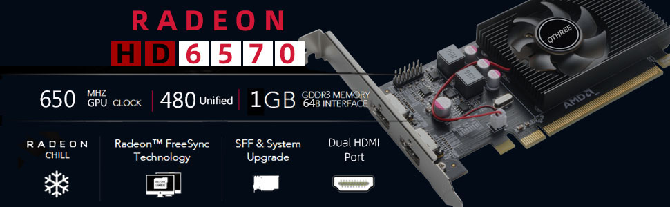 SAPLOS Radeon HD 6570 Graphics Card, Dual HDMI, 1G GDDR3 64-bit, Video Cards PC