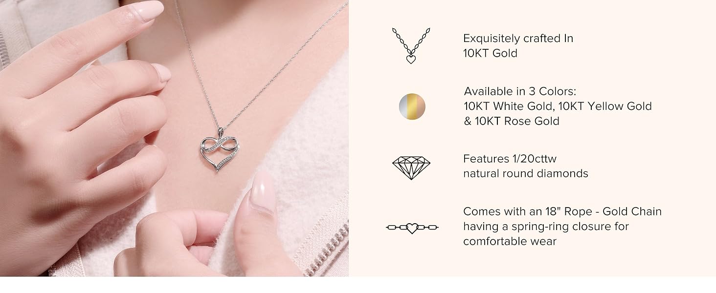 infinity pendant with heart, diamond heart necklace, gift for women, diamond gift for woman