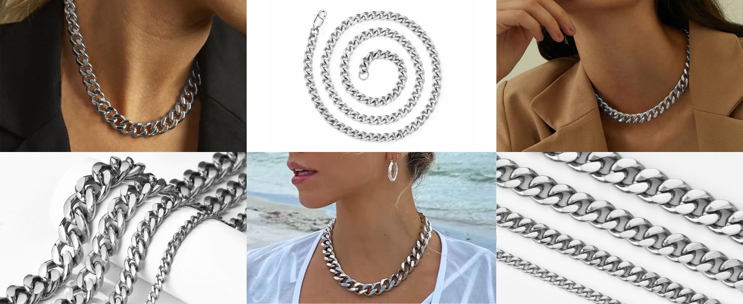 dainty silver cuban chain details