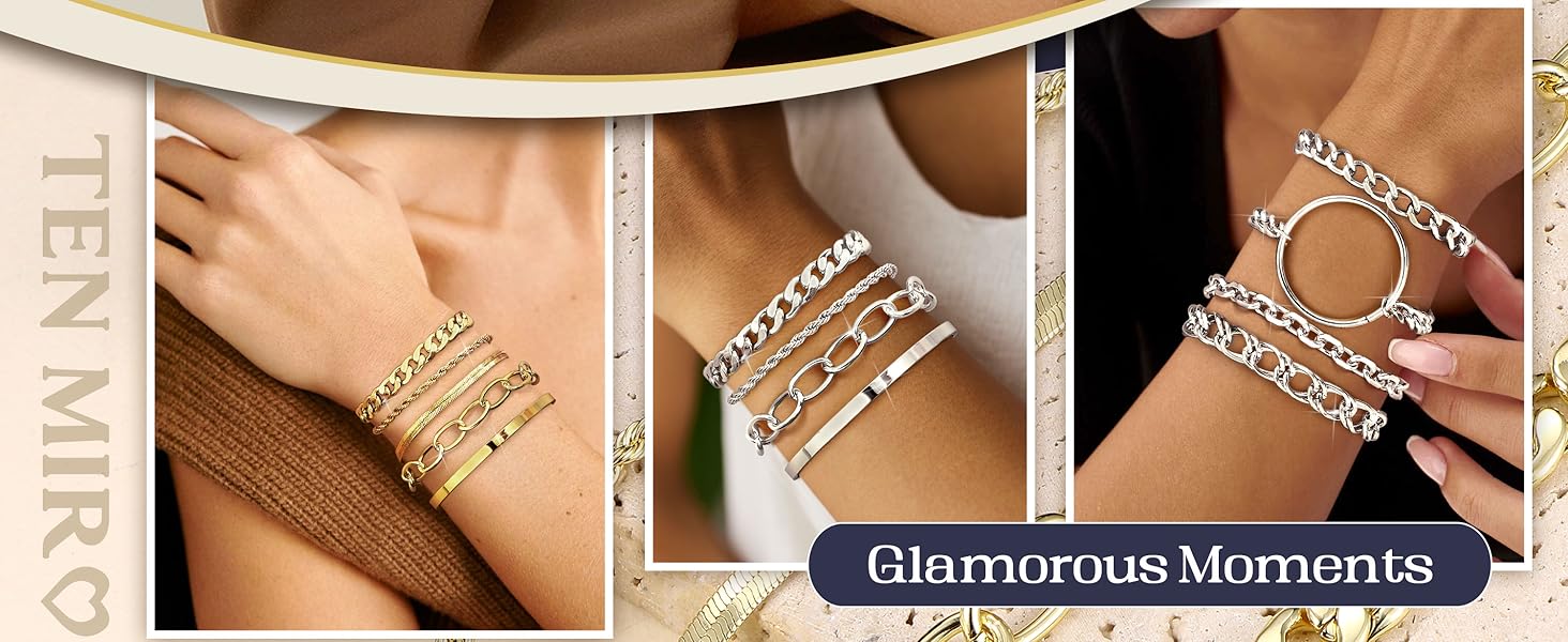 No Tarnish Gold Bracelet Stacks
