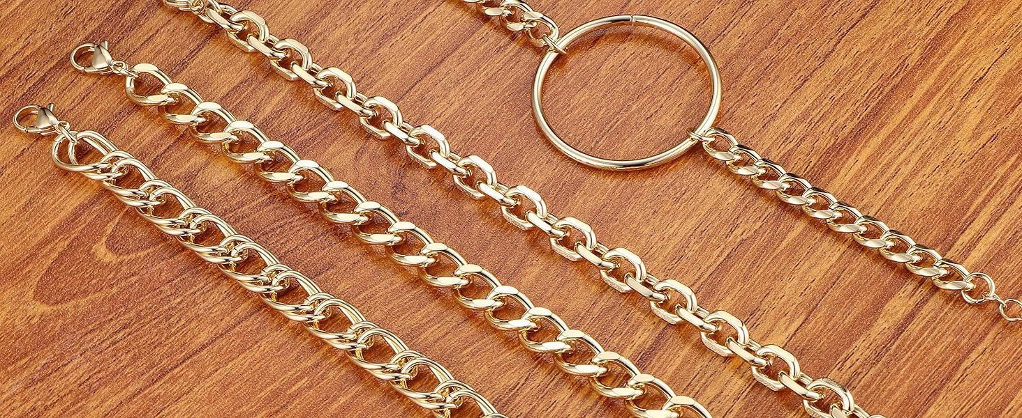Chunky Gold Bracelet Set
